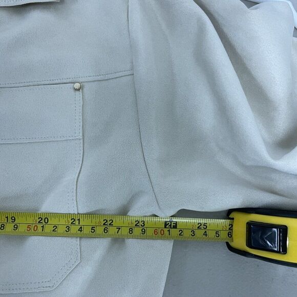 Zara Womens Faux Sued Jacket Size 2XL Ivory Beige Snap Shacket 4968/221 NWT - Picture 10 of 11